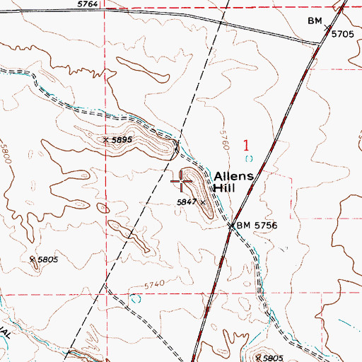 Topographic Map of Allens Hill, UT