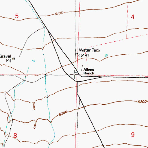 Topographic Map of Allens Ranch, UT