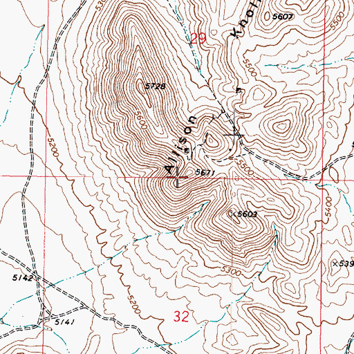 Topographic Map of Allison Knolls, UT