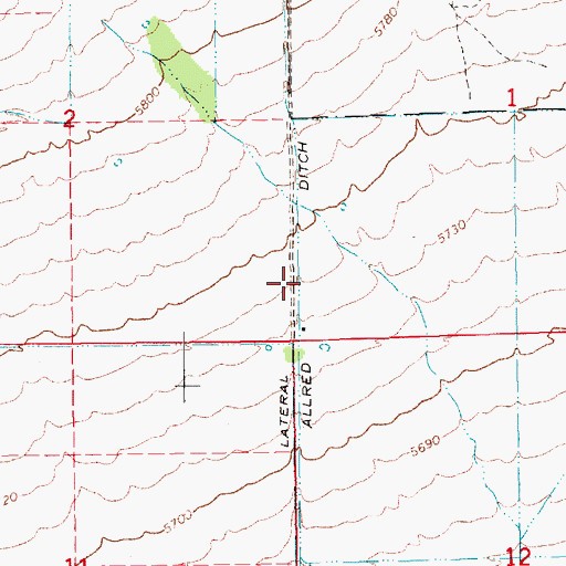 Topographic Map of Allred Ditch, UT