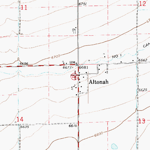 Topographic Map of Altonah, UT
