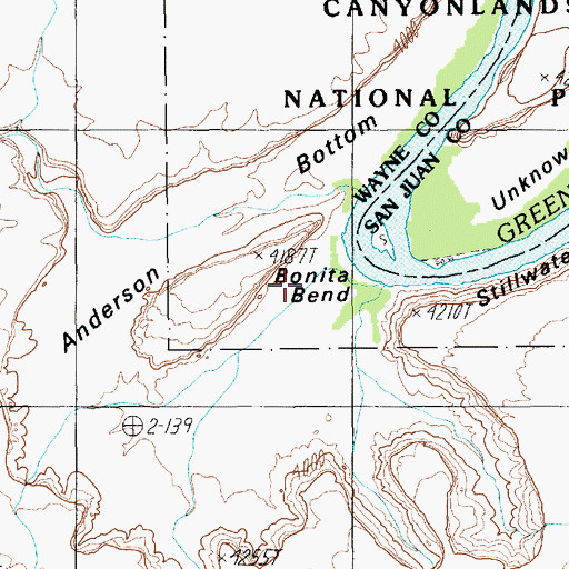 Topographic Map of Anderson Bottom, UT