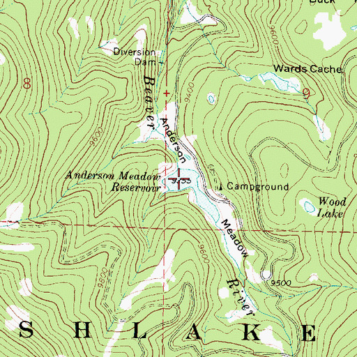 Topographic Map of Anderson Meadow Reservoir, UT
