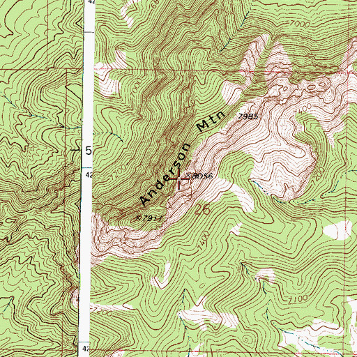 Topographic Map of Anderson Mountain, UT