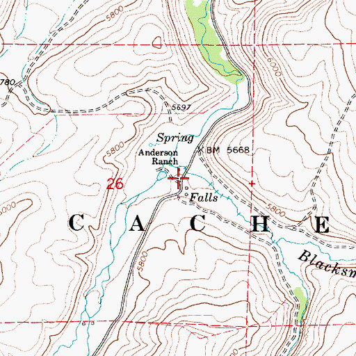 Topographic Map of Anderson Ranch, UT