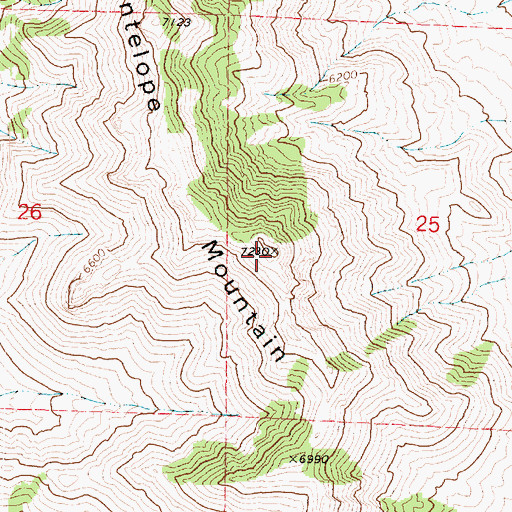 Topographic Map of Antelope Mountain, UT