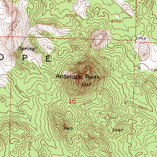 Topographic Map of Antelope Peak, UT