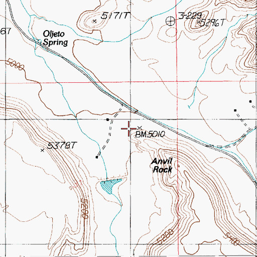 Topographic Map of Anvil Rock, UT