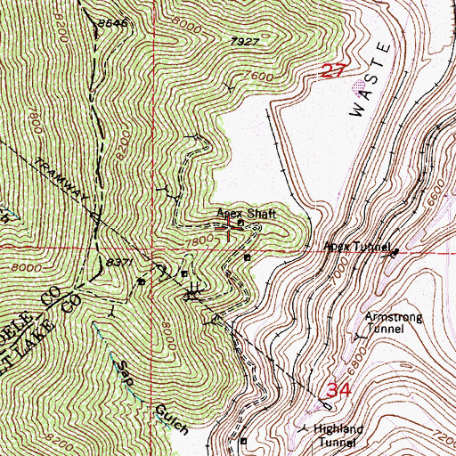 Topographic Map of Apex Shaft, UT