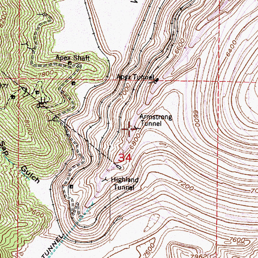 Topographic Map of Armstrong Tunnel, UT