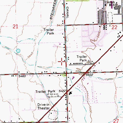 Topographic Map of Ashley Central Canal, UT