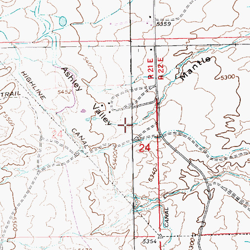 Topographic Map of Ashley Valley, UT