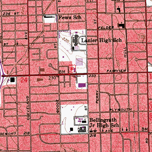 Topographic Map of Faircourt Shopping Center, AL