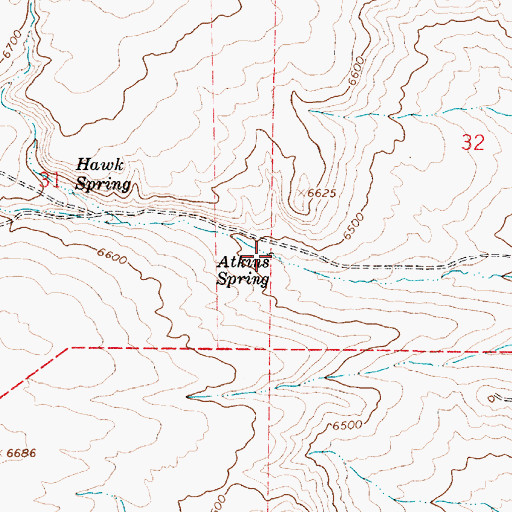 Topographic Map of Atkins Spring, UT