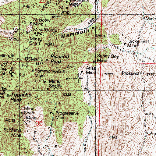 Topographic Map of Atlas Mine, UT