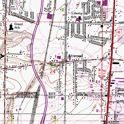 Topographic Map of Atwood, UT