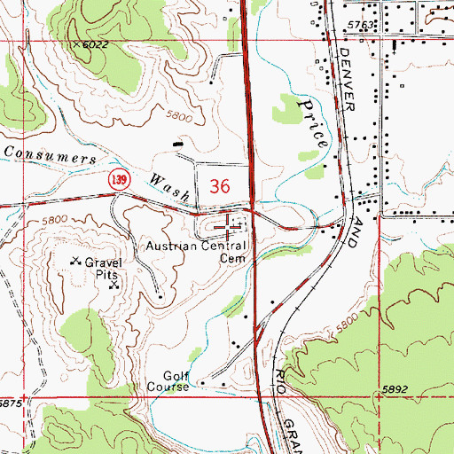 Topographic Map of Central Cemetery / Slovenian Cemetery, UT