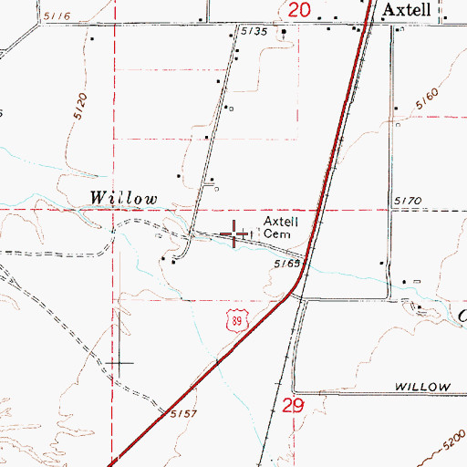 Topographic Map of Axtell Cemetery, UT