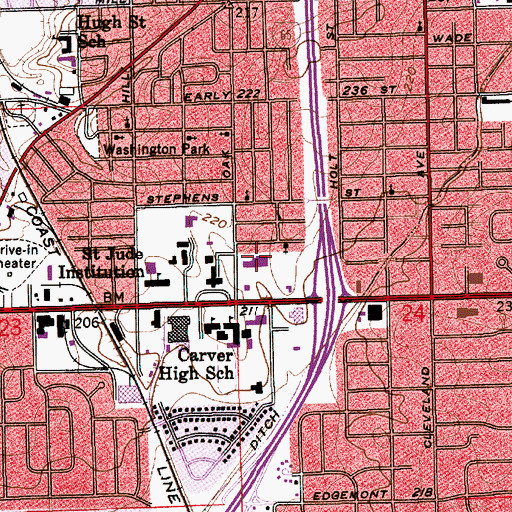 Topographic Map of Fairview Hospital, AL