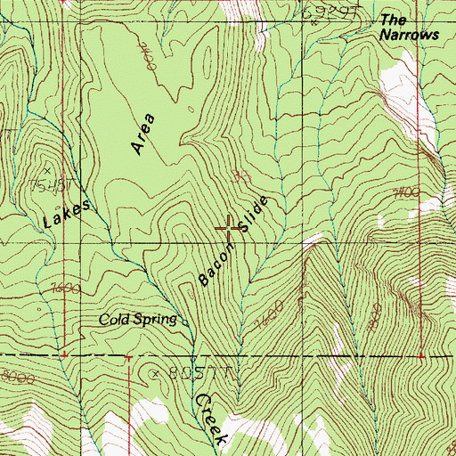 Topographic Map of Bacon Slide, UT