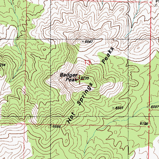 Topographic Map of Badger Peak, UT