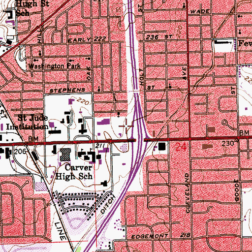 Topographic Map of Fairview Plaza Shopping Center, AL