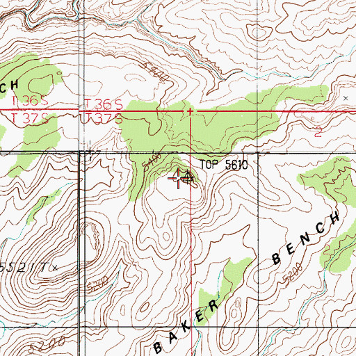 Topographic Map of Baker Bench, UT