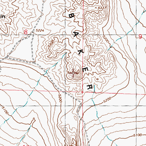Topographic Map of Baker Hills, UT