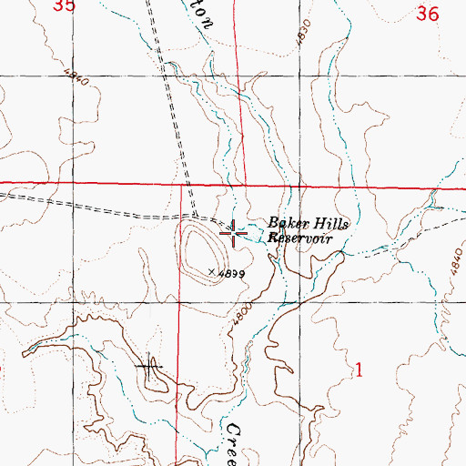Topographic Map of Baker Hills Reservoir, UT
