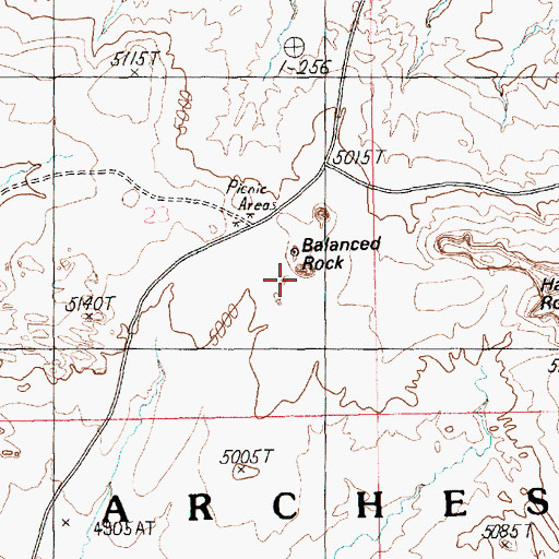 Topographic Map of Balanced Rock, UT