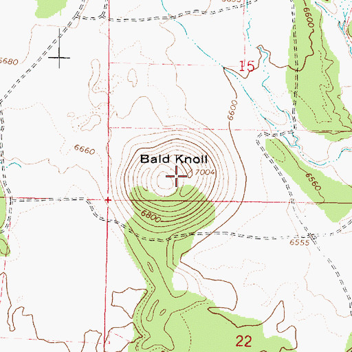 Topographic Map of Bald Knoll, UT