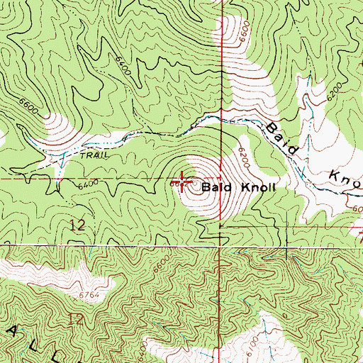 Topographic Map of Bald Knoll, UT