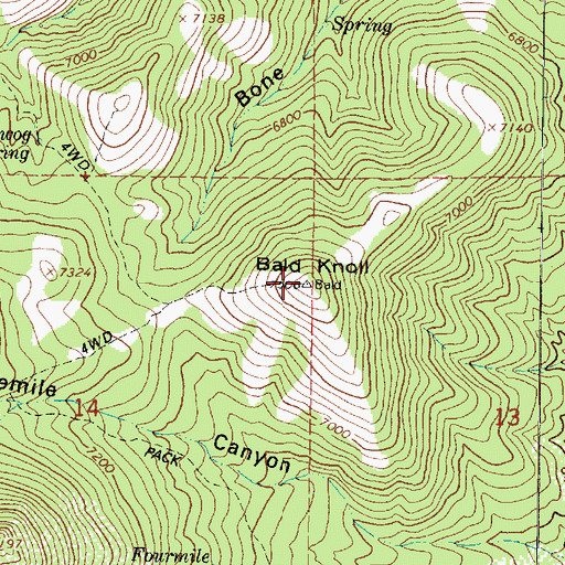 Topographic Map of Bald Knoll, UT