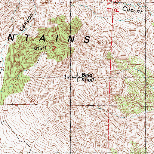 Topographic Map of Bald Knoll, UT