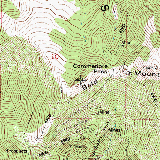 Topographic Map of Bald Mountain, UT