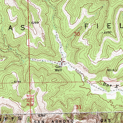 Topographic Map of Bar X Canyon, UT