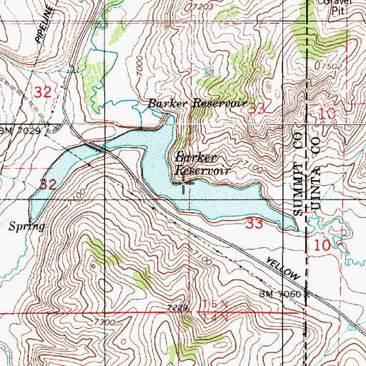 Topographic Map of Barker Reservoir, UT