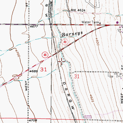 Topographic Map of Barneys Wash, UT