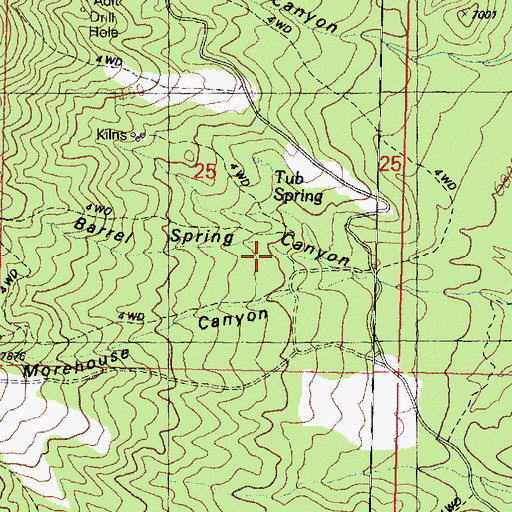 Topographic Map of Barrel Spring Canyon, UT