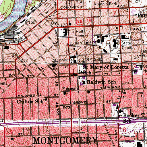 Topographic Map of First Baptist Church, AL