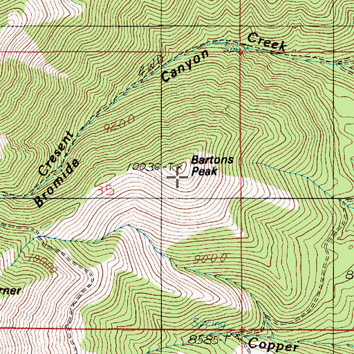 Topographic Map of Bartons Peak, UT
