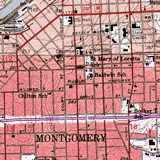 Topographic Map of First Christian Church, AL