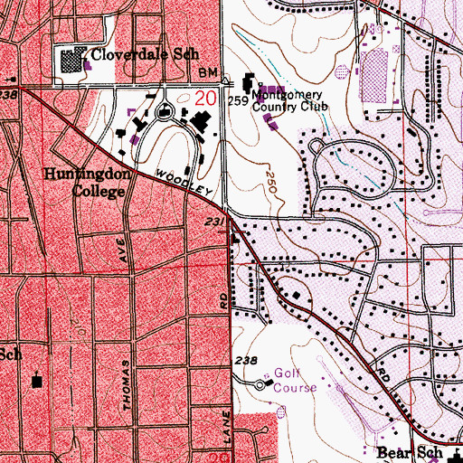 Topographic Map of First Church of Christ Science, AL