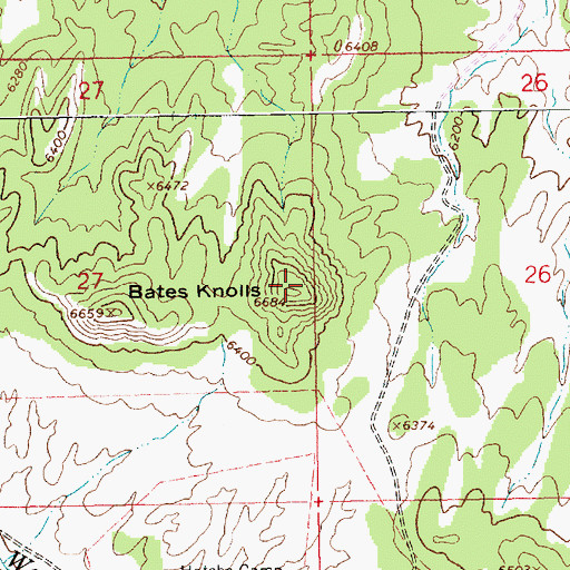 Topographic Map of Bates Knolls, UT