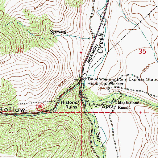 Topographic Map of Bauchmanns Pony Express Station Historical Marker, UT