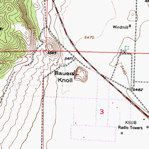 Topographic Map of Bauers Knoll, UT