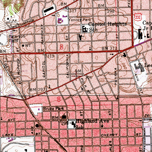 Topographic Map of First Church of the Nazarene, AL
