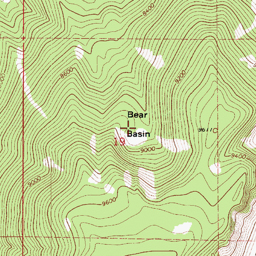 Topographic Map of Bear Basin, UT