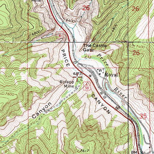 Topographic Map of Bear Canyon, UT