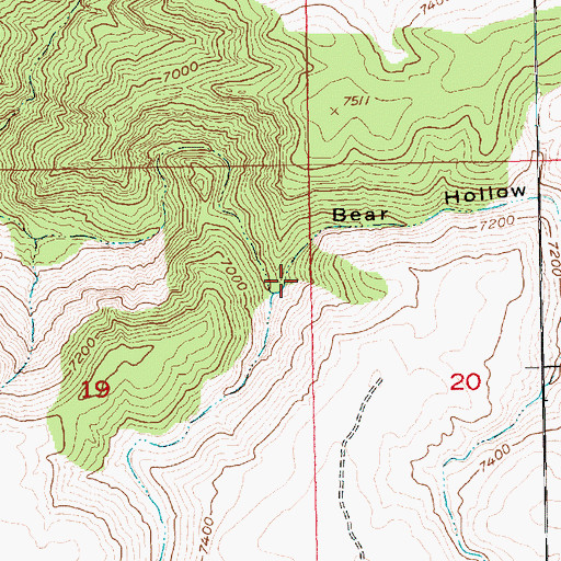 Topographic Map of Bear Hollow, UT